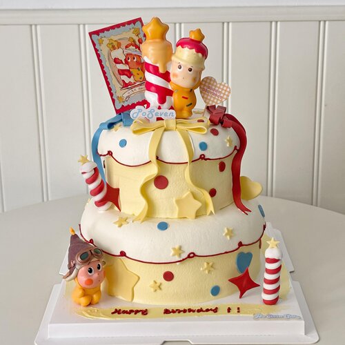 网红海绵星星苹果人蛋糕装饰摆件卡通星仔儿童生日甜品烘焙插件