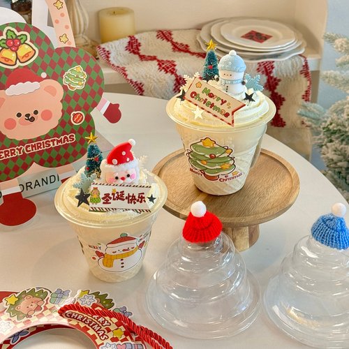 2026网红圣诞节甜筒包装盒手提盒蛋糕装饰圣诞老人甜品烘焙摆件