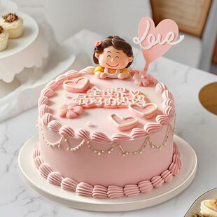 2026母亲节唯美蛋糕装饰可爱软陶微笑妈妈人偶摆件甜品装扮配件