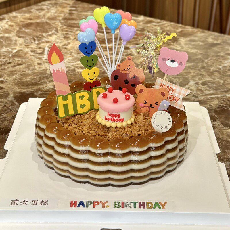ins风迷你小蛋糕装饰摆件卡通蜡烛8头爱心气球生日甜品台装扮配件