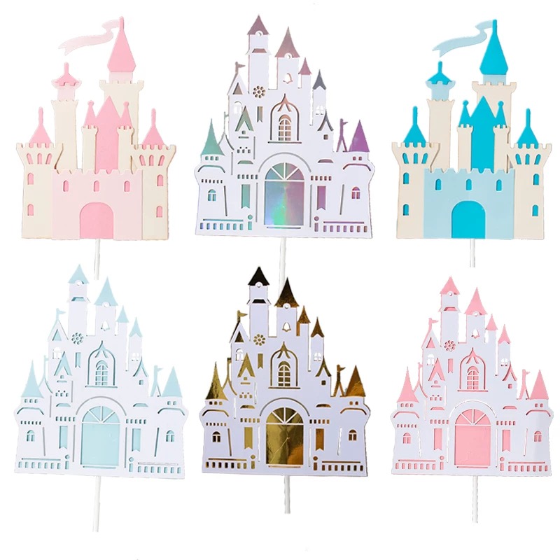 立体多层城堡蓝色气氛蛋糕装饰