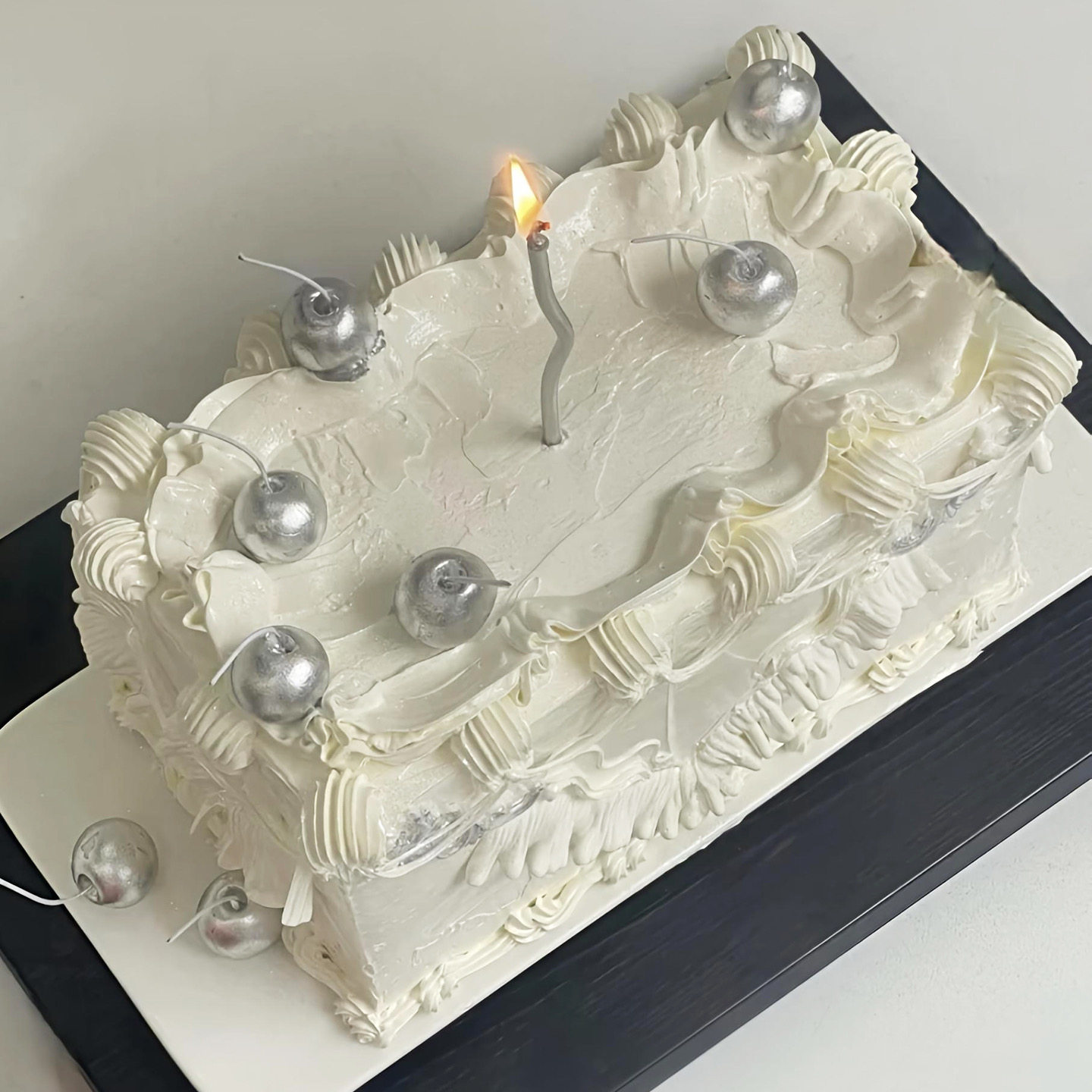 网红简约韩系金色银色樱桃蜡烛蛋糕装饰插件生日派对烘焙甜品插件