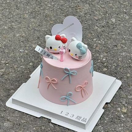 2.14情人节卡通hellokitty蛋糕装饰摆件爱心卡片情侣告白烘焙装扮