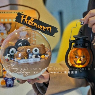 2025万圣节慕斯球蛋糕装饰透明手提袋子南瓜灯狂欢夜派对烘焙装扮