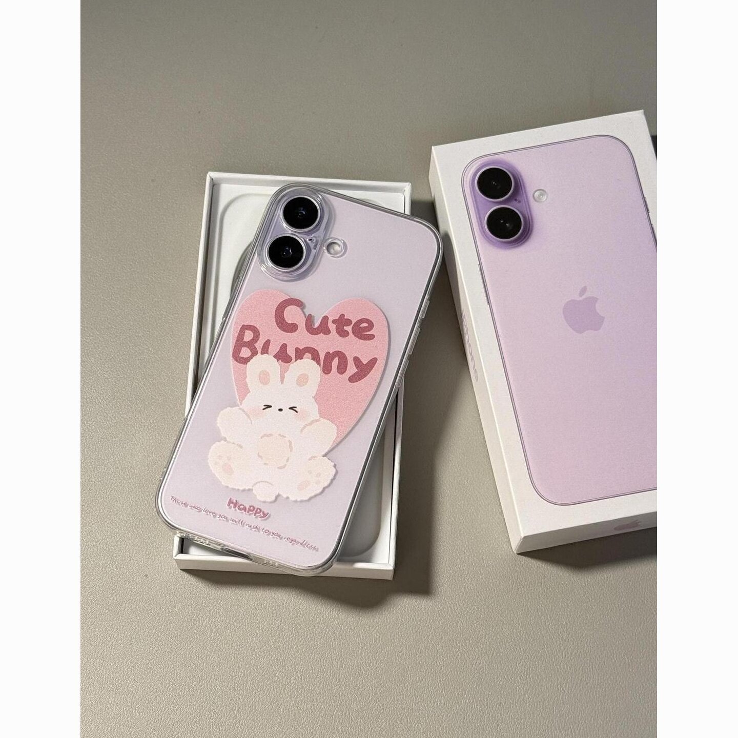 粉爱心小白兔适用苹果17 16 15 14 13精孔17promax软壳16pro/11大