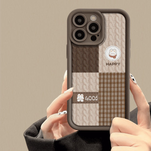 14防摔11经典 16金刚砂精孔软壳13 15p 适用苹果15promax 棕色冬款