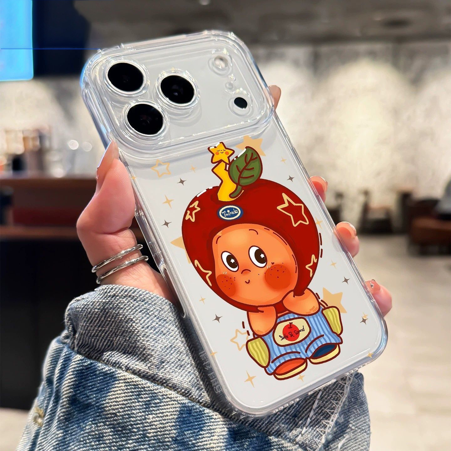 苹果星星人适用苹果17promax手机壳14 15 16透明软壳XSMAX精孔17