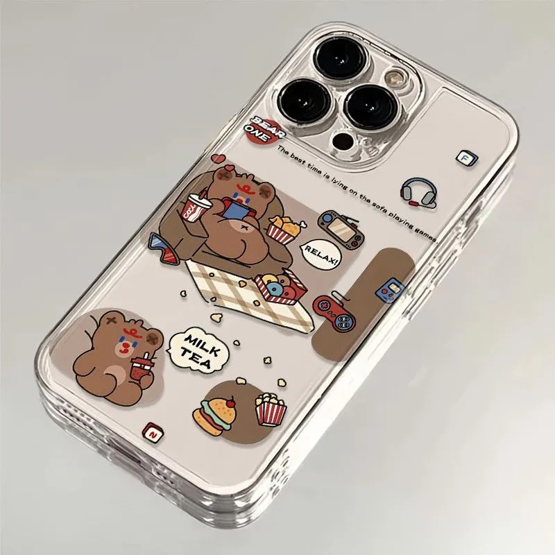 摆烂棕熊适用苹果17 16手机壳全包15promax11小众xs软壳7/8p
