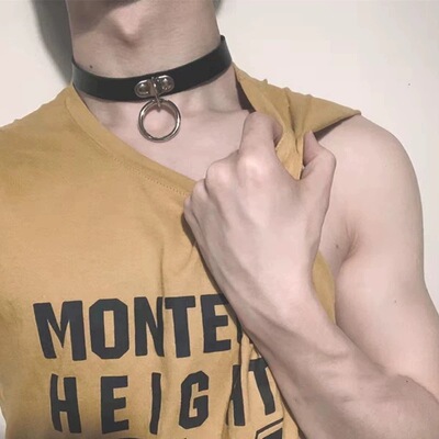 男生项圈臂环体育生1S皮革项圈型男0M颈环网红小狼狗chocker项链