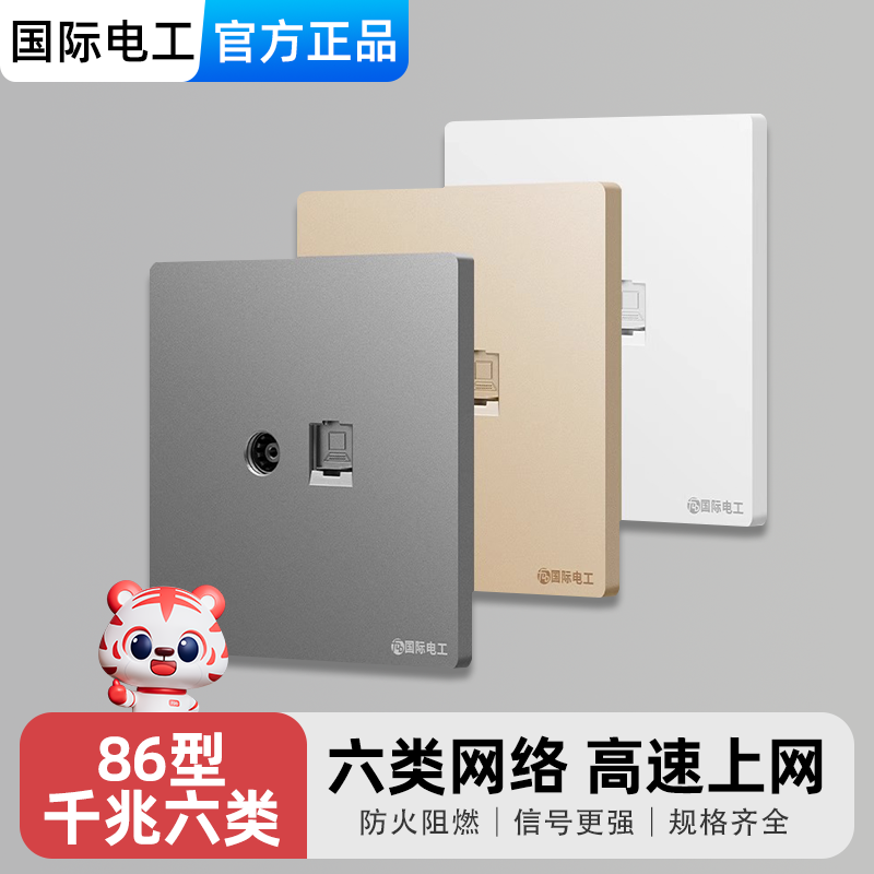 国际电工86型一位二位双网线插座
