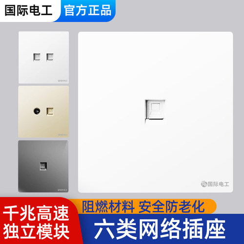 国际电工千兆CAT6网线信息插座