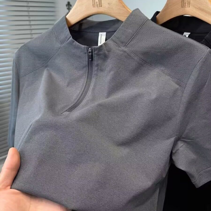 拼接半拉链亨利领短袖t恤男宽松纯色运动舒适透气休闲半袖上衣服,男装,T恤,淘宝优惠券,粉丝福利购,淘宝优惠卷