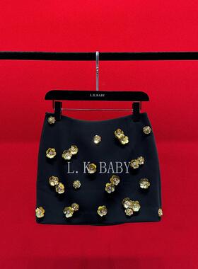 【L.K.BABY】 夜来花香S 时尚轻奢立体金属亮片花瓣显瘦半身裙