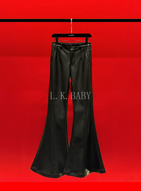 【L.K.BABY】  漫画腿  时髦气质辣妹百搭显瘦垂感休闲微喇皮裤