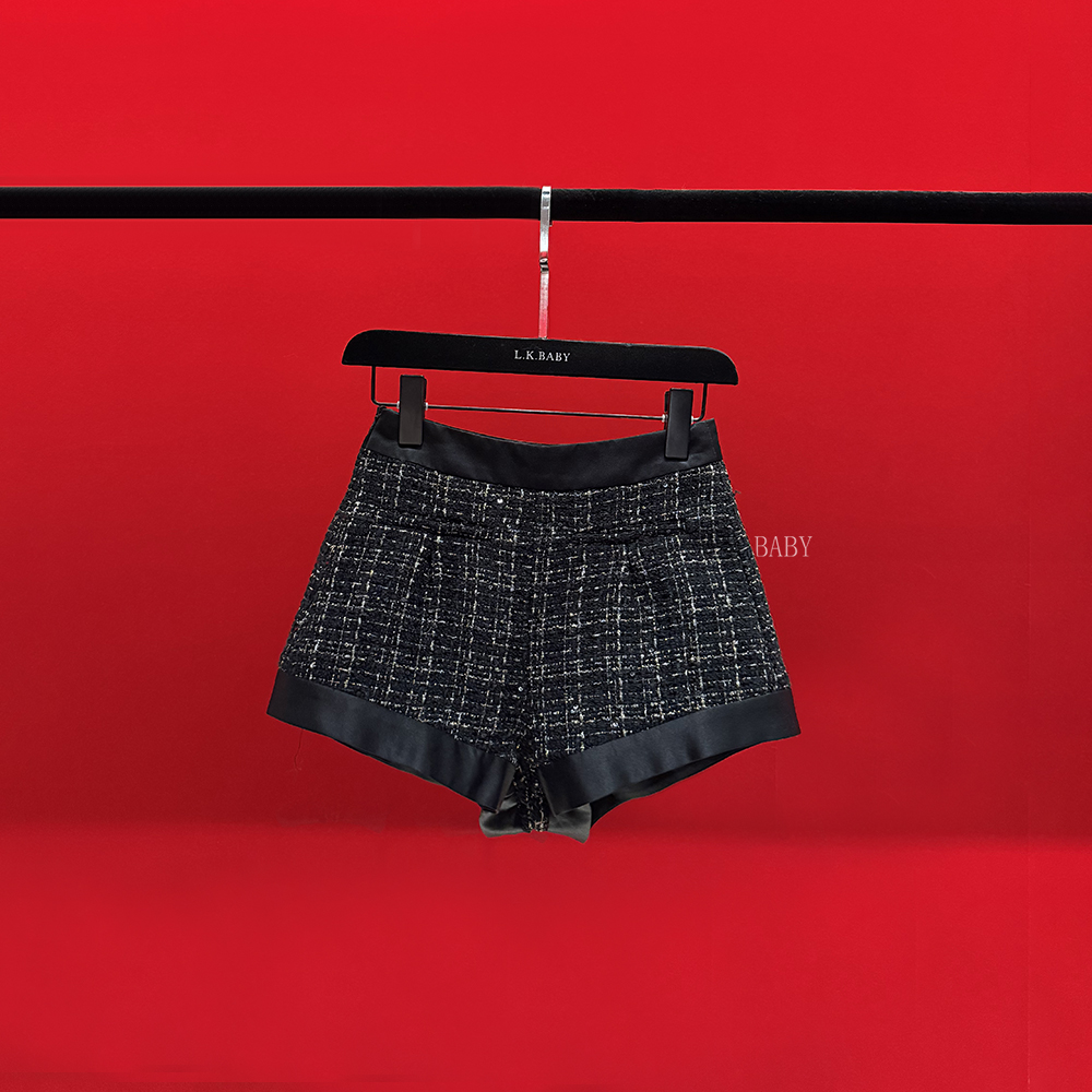 【L.K.BABY】时尚设计感轻奢金丝格纹短裤