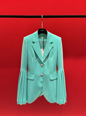 【L.K.BABY】琴心萝兰  高定气质「百褶喇叭袖」重工镶钻西装外套