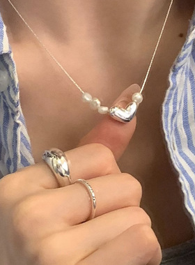 韩式韩版不规则扁豆珍珠项链女时尚轻奢小众叠戴百搭高级感锁骨链