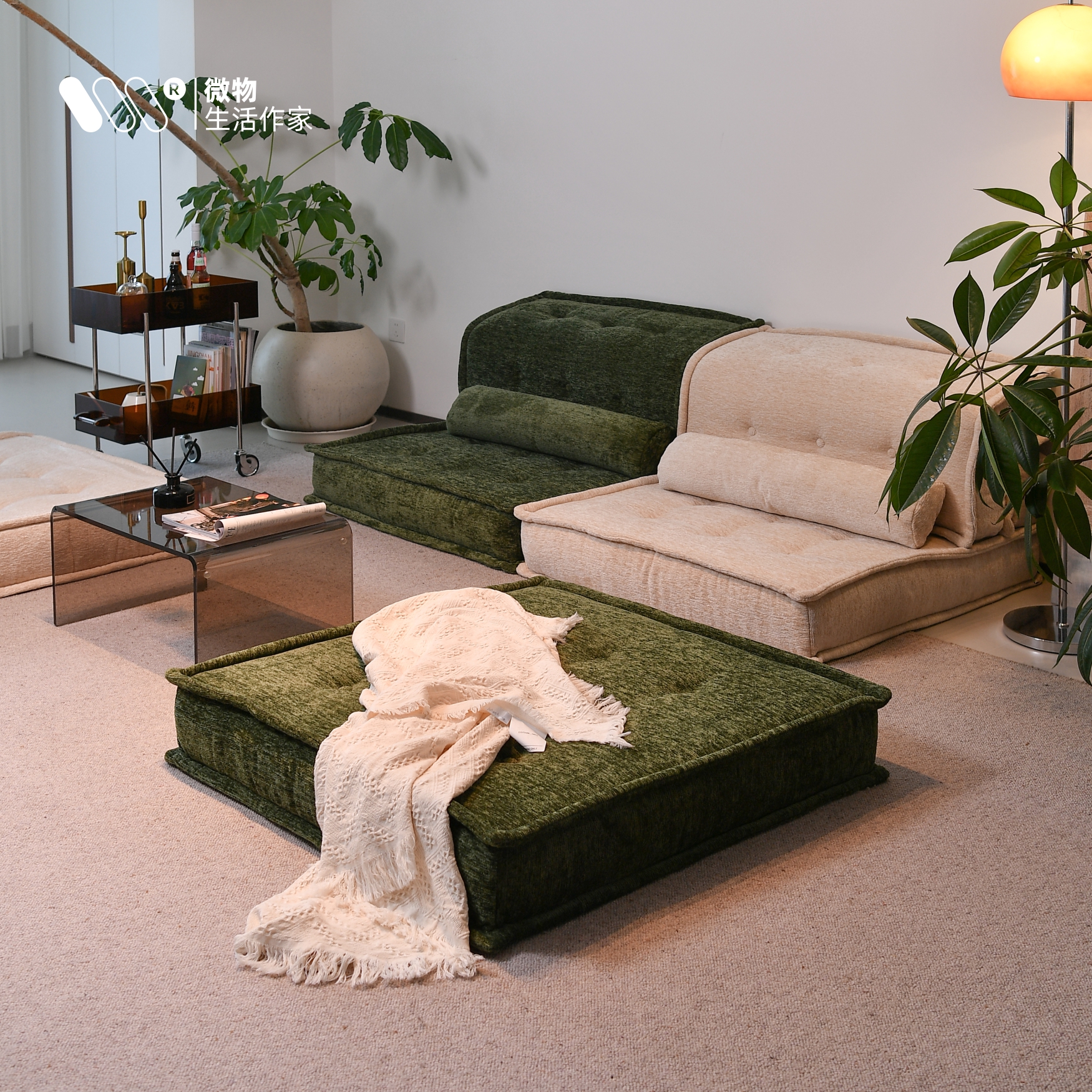 豆腐块两用折叠布艺沙发床客厅懒人方块现代简约模块组合小户型