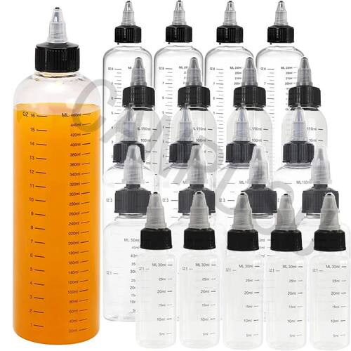 30ml-500ml Empty Hair Dye Bottle Measured Twist Top Cap Refi