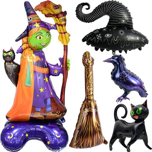 Cute Magic Halloween Party Decorations Standing Base Witch B