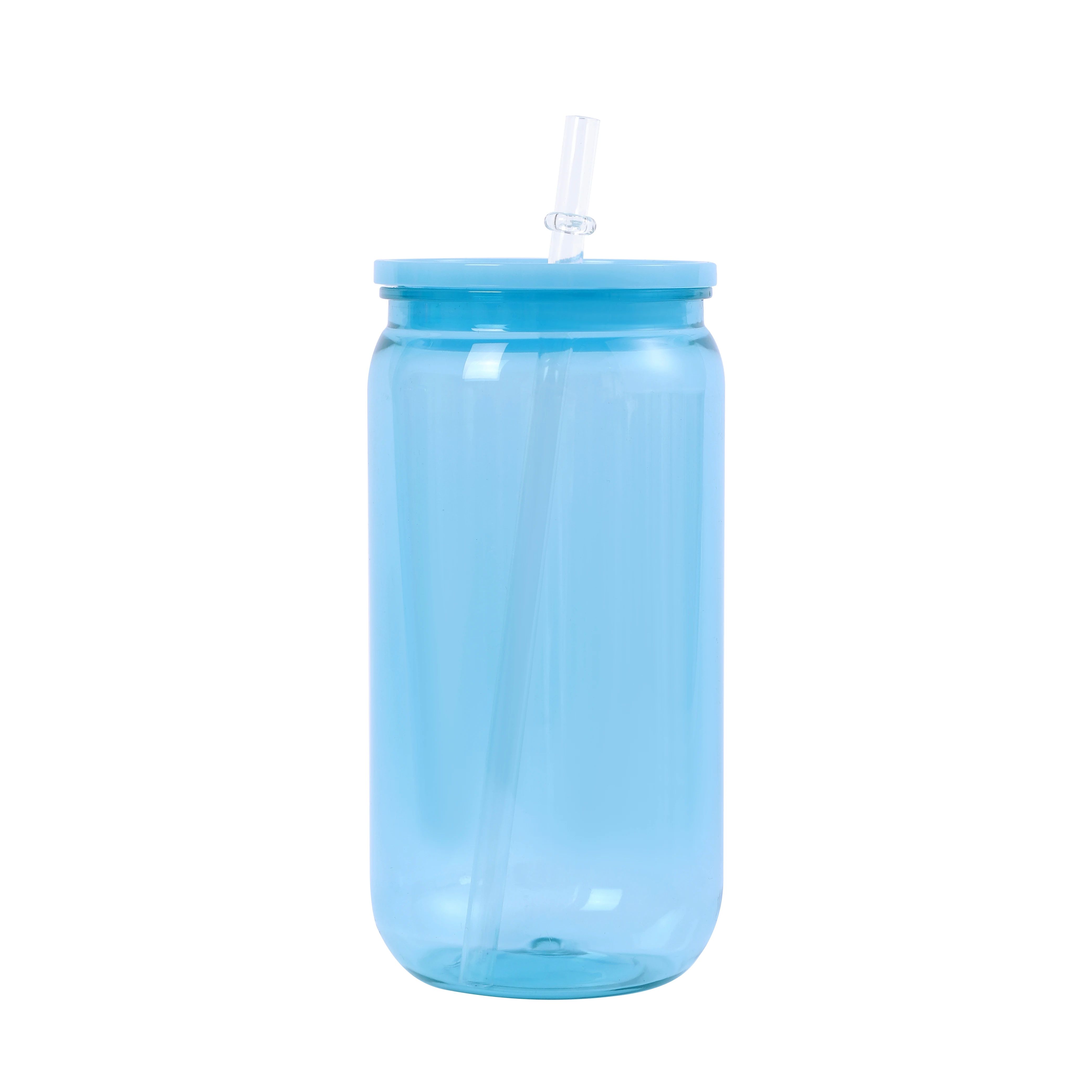 16oz Colorful Lid Transpare Plastic Cup with Straws Sturdy A