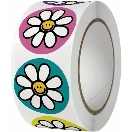 500pcs 1in Self-Adhesive Flower Stickers Smile Decals Summer