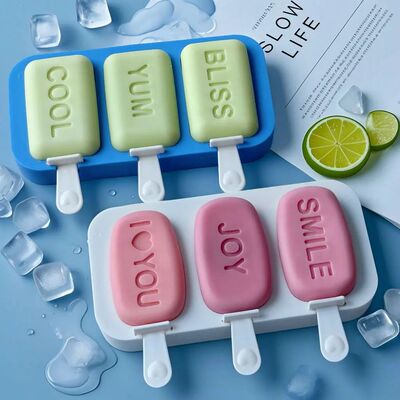 Homemade Popsicle 3-Cavity Ice Cream Mold Food Grade Silicon