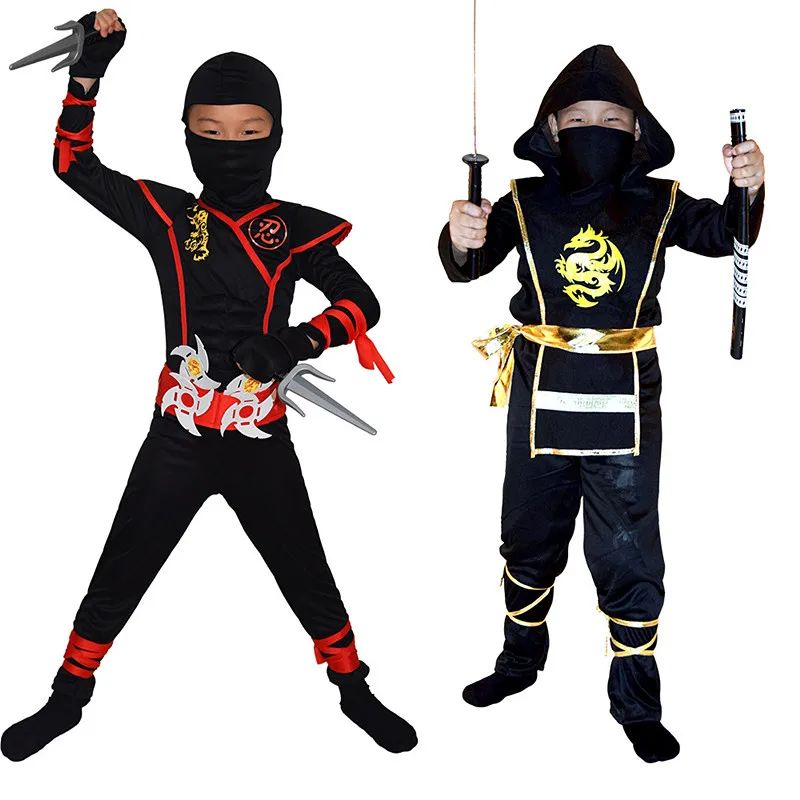 Boys Ninja Deluxe Costume for Kids with Weapon Accessories K