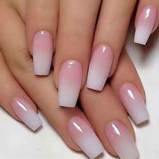 120pcs Pink Ombre Medium Coffin Press On Nails Glossy Handma