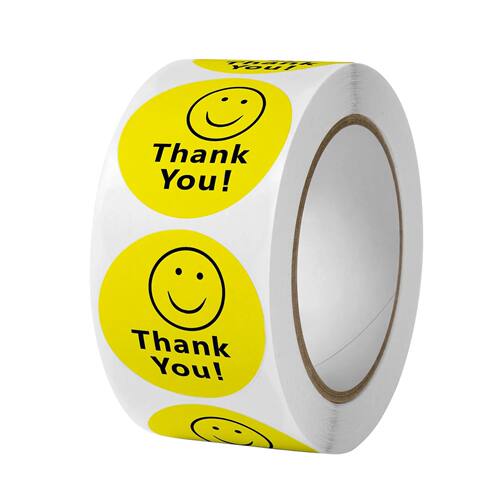 Smile Thank You StickersYellow Smiley Face Thank You Sticker