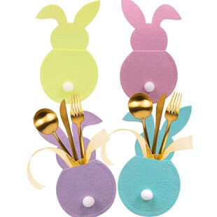 4Pcs Knives Forks Rabbit Rabbit Bags Colorful Nonwoven Bag f