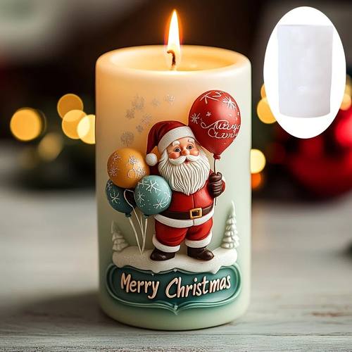 Santa Claus Take Balloon Cylindrical Scented Candle Silicone