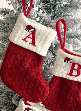 2025 Christmas Alphabet Stockings Knitted Wool Sock Snowflak