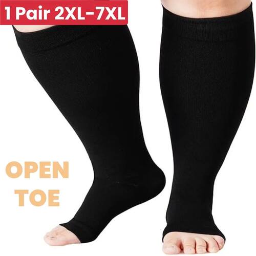 1Pair 2XL-7XL Plus Size Compression Socks Open Toe Compressi