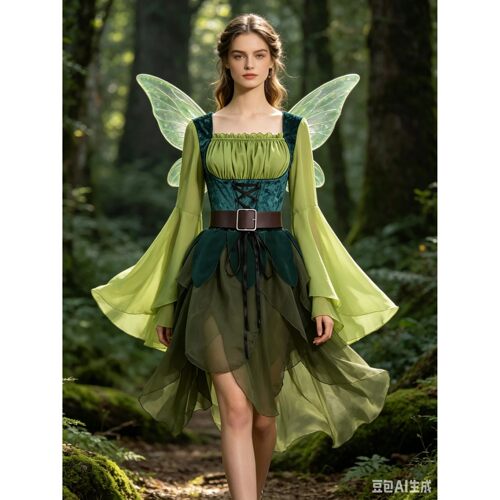 Women's Elf Medieval Wizard of Oz Magical Elf Dress Hallowee
