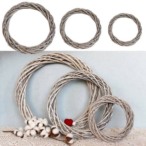 Christmas Rattan Ring Wreath Wicker Vine Garland Hanging Wed