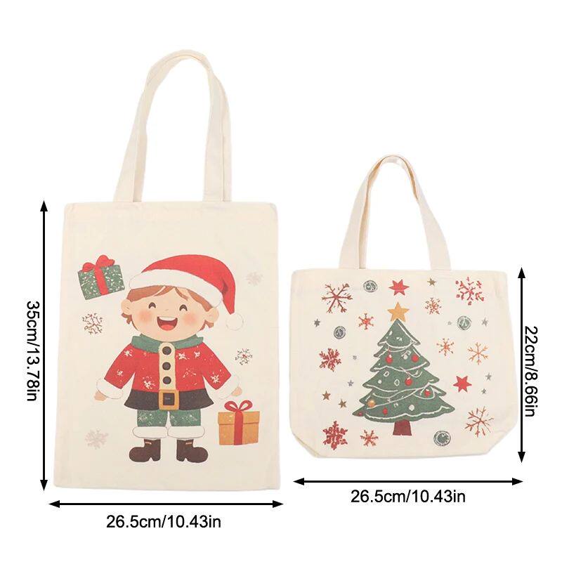 [HM]Large Capacity Christmas Canvas Gift Bag Cartoon Santa C