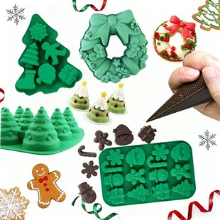 3D Christmas Chocolate Molds Xmas Tree Santa Shapes Silicone