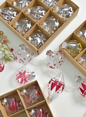 Christmas Ball Ornament 9PCS Transparent PET Shaped Snowflak