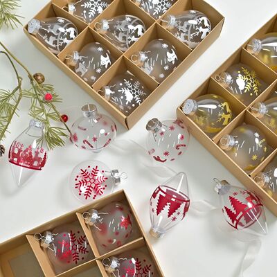 Christmas Ball Ornament 9PCS Transparent PET Shaped Snowflak