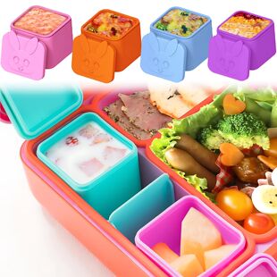 Silicone Bento Box Condiment Organizer Sauce Divider Cup wit
