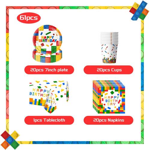 Building Block Birthday Party Decorations Cake Toppers Candy