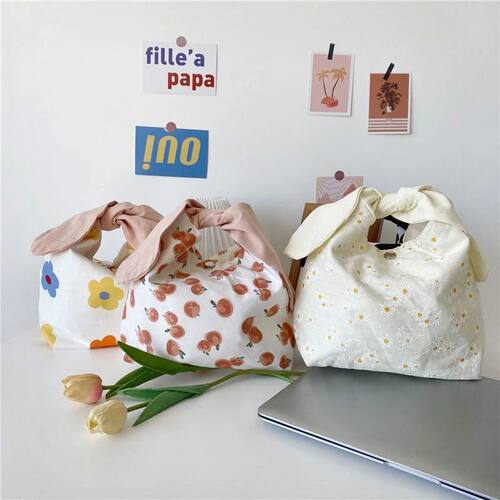 Bento Bag for Work Portable Rabbit Ear Lunch Box Bag Female