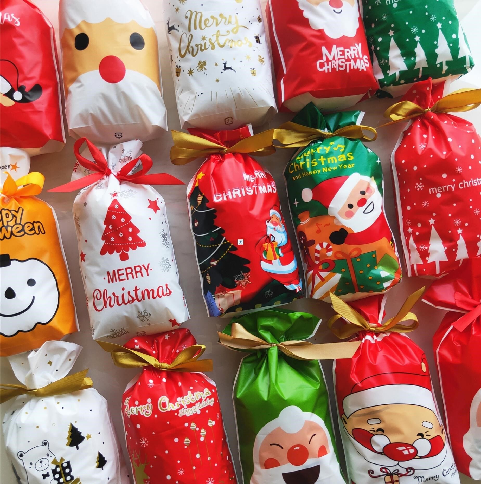 50p christmas food packaging bag ribbon drawstring bag candy