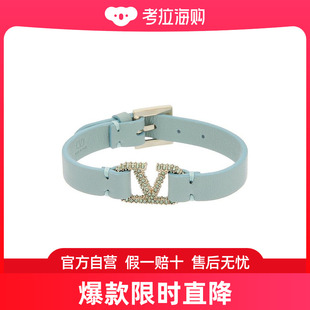 美国奥莱 直发 Valentino 蓝色 VLogo 皮革手链