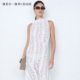 BECBRIDGE HENRIETTA白色蕾丝高领挂脖网纱透感复古长裙H25 13116