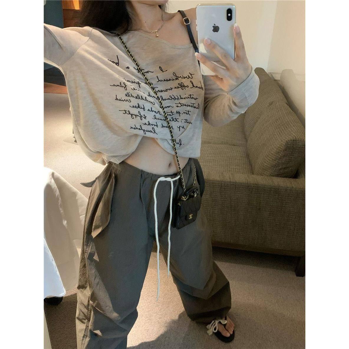 广州质量露肩吊带长袖T恤女夏薄款字母宽松防晒罩衫打底小衫上衣,女装/女士精品,T恤,淘宝优惠券,粉丝福利购,淘宝优惠卷