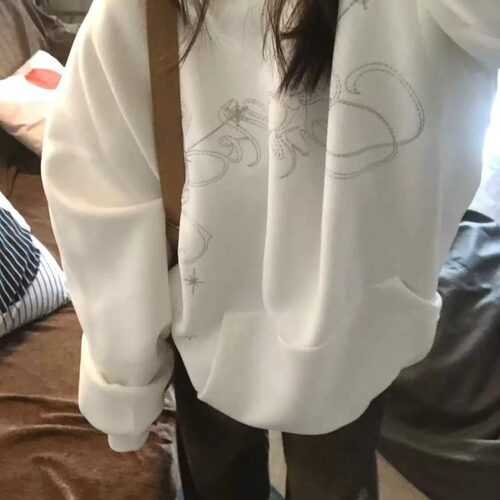 W8097薄款加绒华棉高质量原版做工刺绣330g连帽卫衣女
