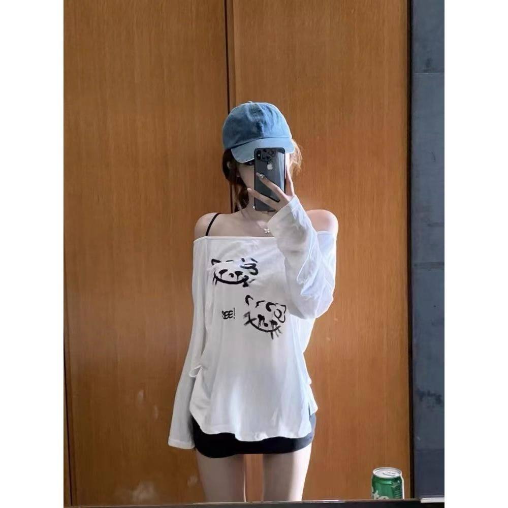 广州质量宽松外搭罩衫挂脖露肩上衣长袖T恤女,女装/女士精品,T恤,淘宝优惠券,粉丝福利购,淘宝优惠卷