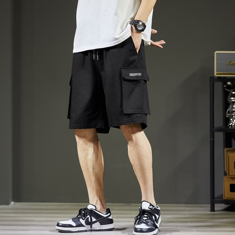 唐狮夏季休闲短裤男军绿工装裤宽松五分裤运动男生直筒中裤潮卫裤